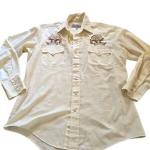 Vintage Authentic Western Posada Borracho Embroidered Long Sleeve Shirt SZ 16